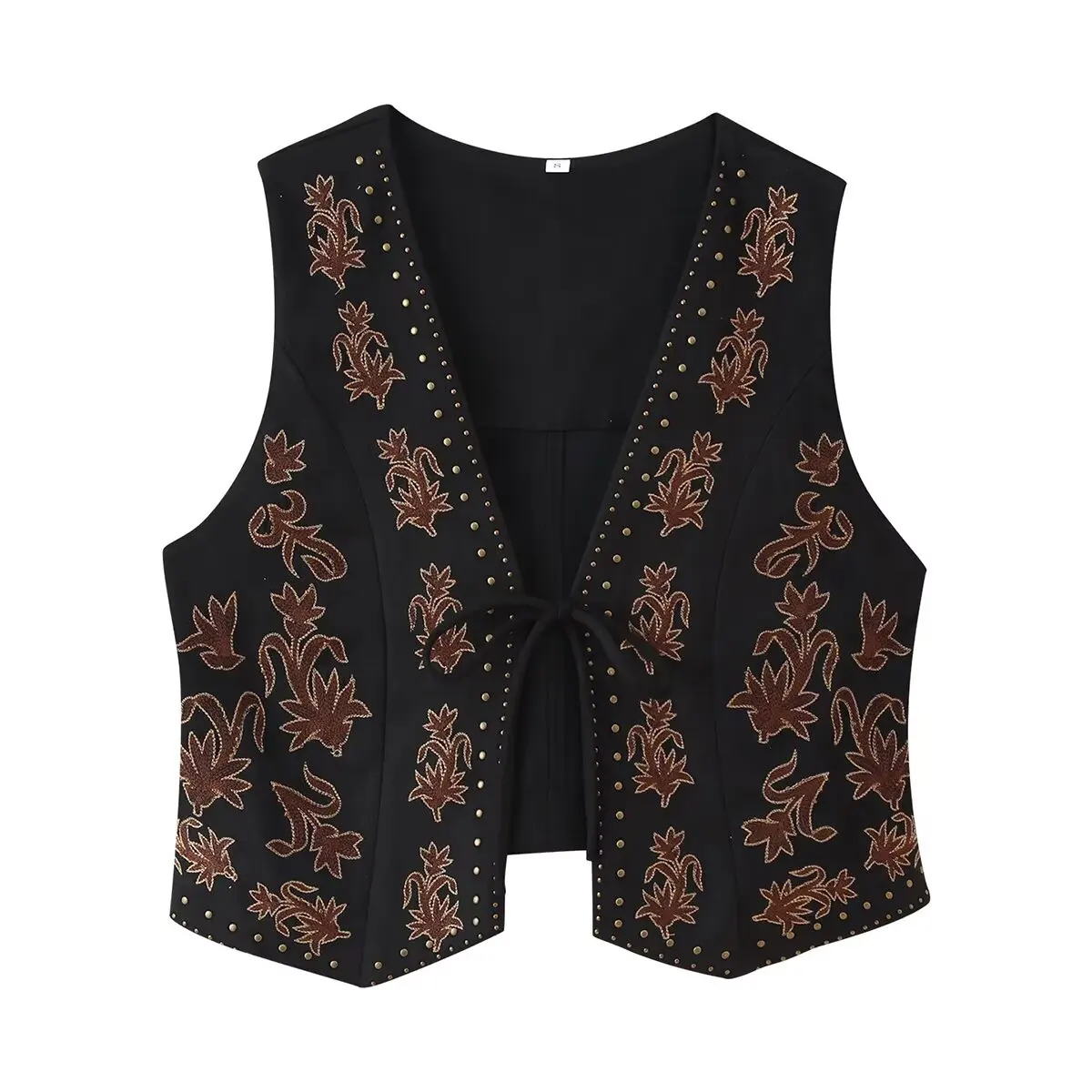 

Women's Vest 2025 New Style Fashionable Rhinestone Embroidered Suede-Effect Vest