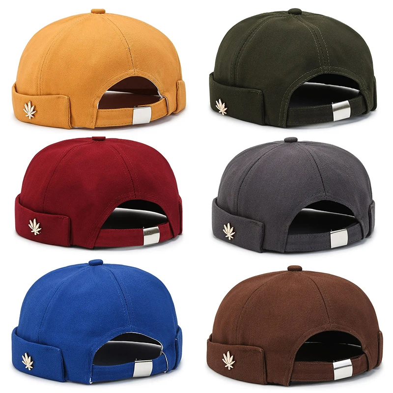 Street Style Trendy Beanie Hat Brimless Vintage Dome Hat Hip Hop Hats Women Men Skullies Cap Vintage Solid Color Docker Hat 2022