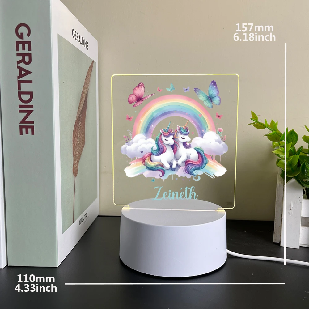 Personalized Custom  Unicorn Cute  Led Night Light For Home Room Decoration Nightlight Birthday Party Decor 3D Led Night Lamp