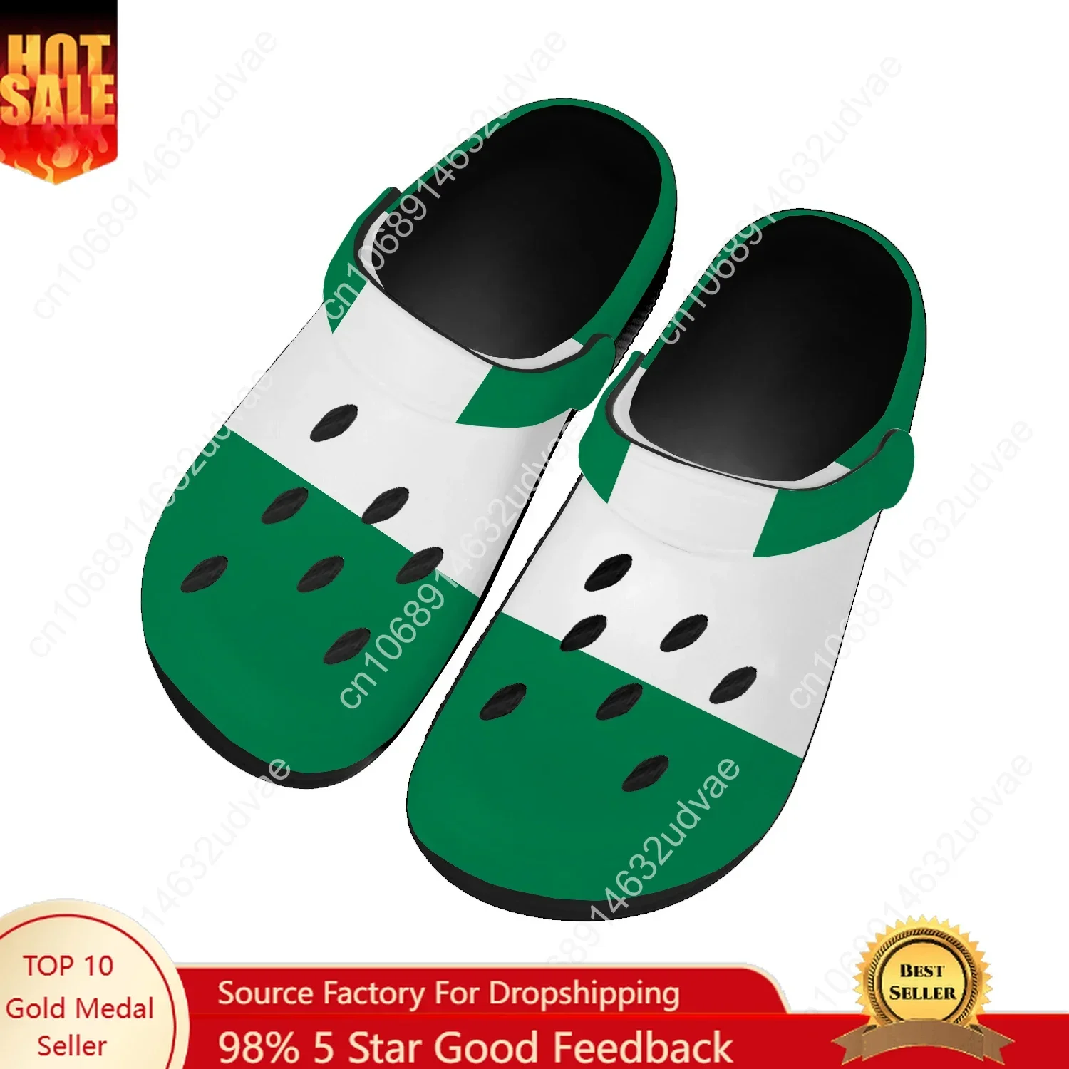 

Nigeria National Flag Water Shoes Men Women Non-slip Comfort Home Garden Clogs Customizd Sandals Beach Breathable Hole Slipper