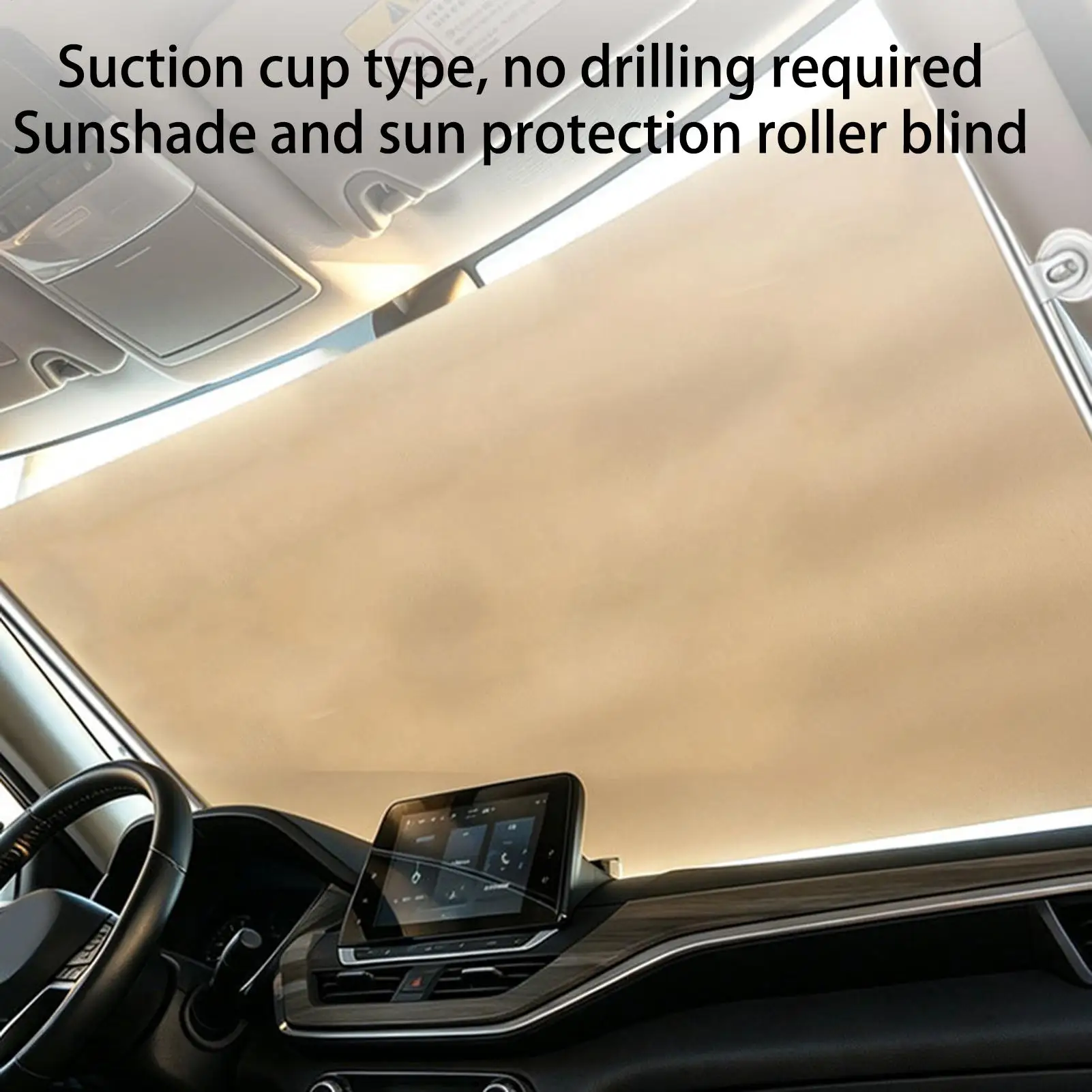 Pare-soleil de voiture à ventouse sans perçage, argent titane, rétractable et enroulable, pour camion, SUV, camping-car, berline, intérieur, maison, cuisine, chambre, fenêtre