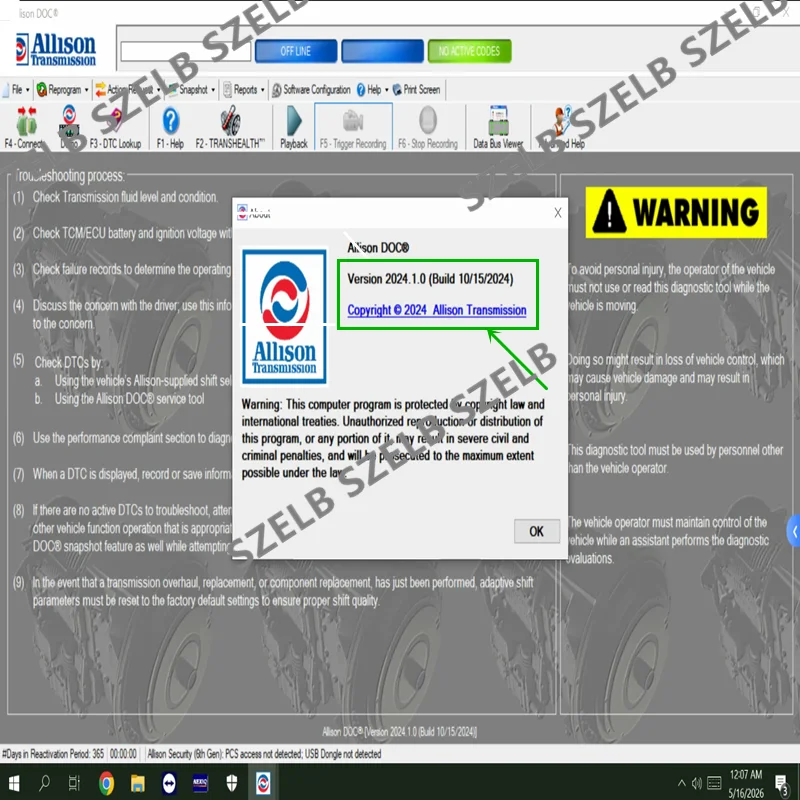 Picture 5: Newest 2024 Allison DOC Premium 2024 GEN5 File 2024 Transmission PC-Service Tool Can Work for NEXIQ Tool car automotive tools