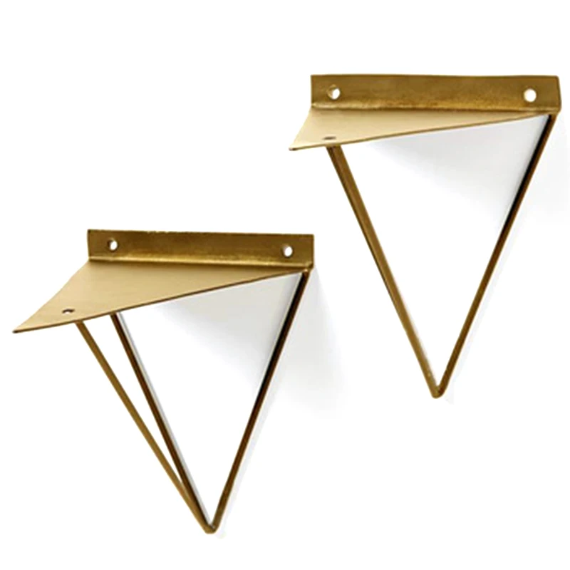 Shelf Brackets Paint Bracket Shelf Rack Wall Hanging Decoration Sector Bracket Modern Gold Heavy Duty Pack Of 2