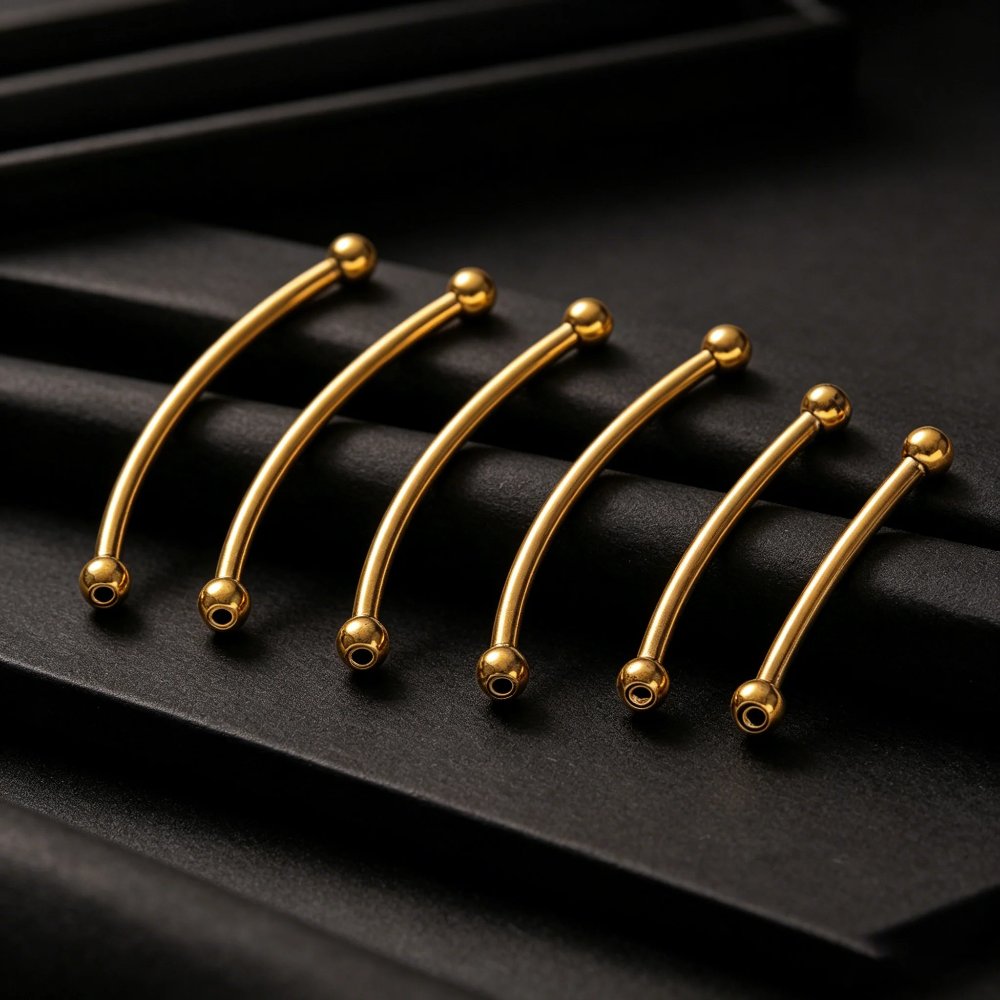 5 Stück/Set Edelstahl Gebogene Lange Röhren-Abstandshalter-Perlen Verbinder für DIY Schmuckherstellung Handwerk Armbänder Halsketten Zubehör – Detail 5
