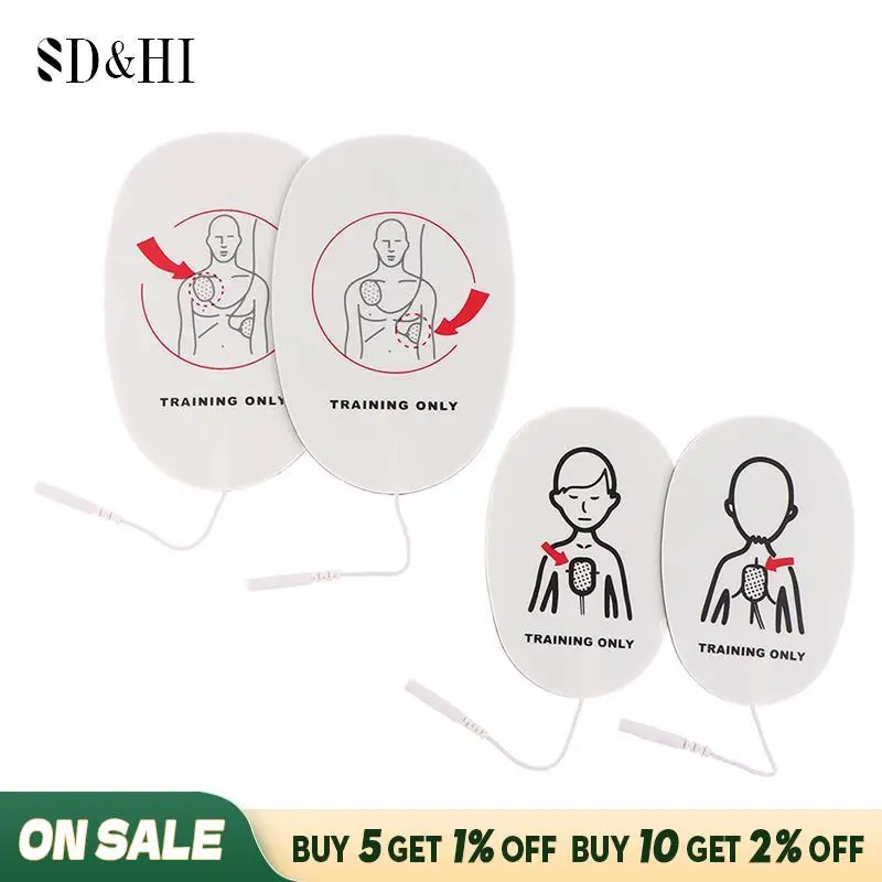 1Pair New Adult AED Training Defibrillation Electrode Conducting Patch For Adults Kids AED Traing Self Adhesive For First Aid