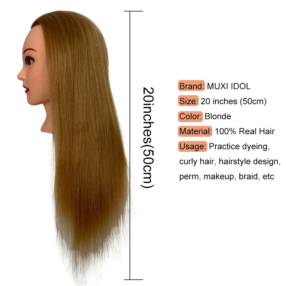 Premium 100% Human Hair Mannequin Heads for Hair Training and Styling - Perfect for Salon Professionals and Hairstyling Practice