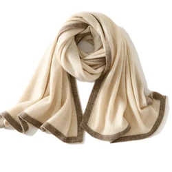 New 100% cashmere men's and women's knitted scarves fall/winter soft color matching casual warm color contrast scarf.