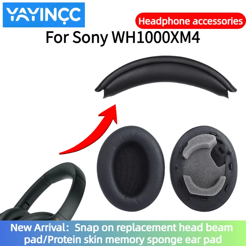 

YAYINCC Replacement Snap on Headbeam cushion/Protein skin memory sponge ear pad For Sony WH-1000XM4 Headset Easy to install