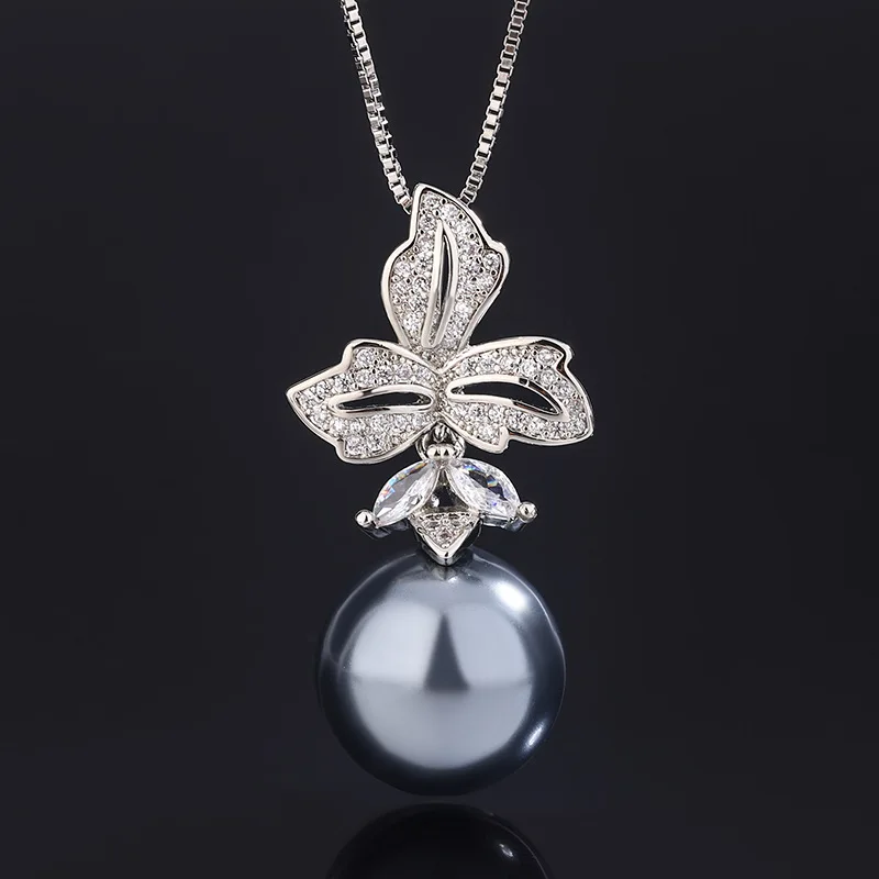 New Gold-Plated Inlaid Mother-of-Pearl Pearl Fashionable Elegant Set for Women 14mm 12mm