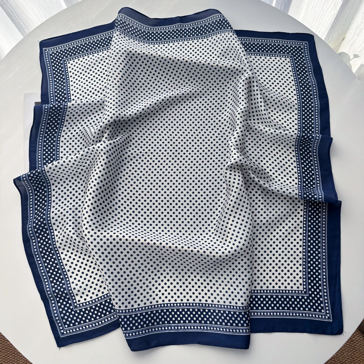 Square Scarf For Women Polka Dot Printed Bandanas Stylish Hairband Luxury Hijab Neckerchief Elegant Shawl Wraps image 5