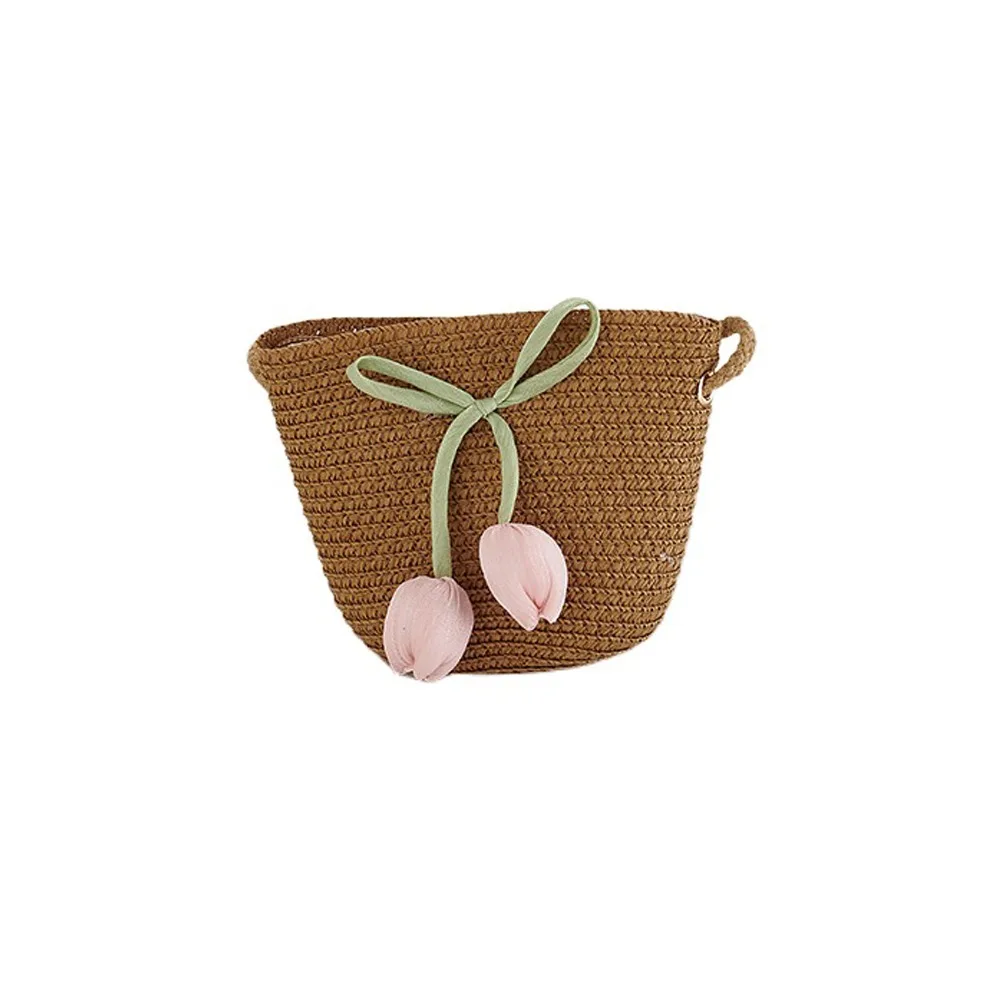 

with Same Style Crossbody Bag Tulip Straw Sun Hat Korean Style Shading Hat Girls Bucket Hat Fisherman Cap Anti-UV Sun Hat