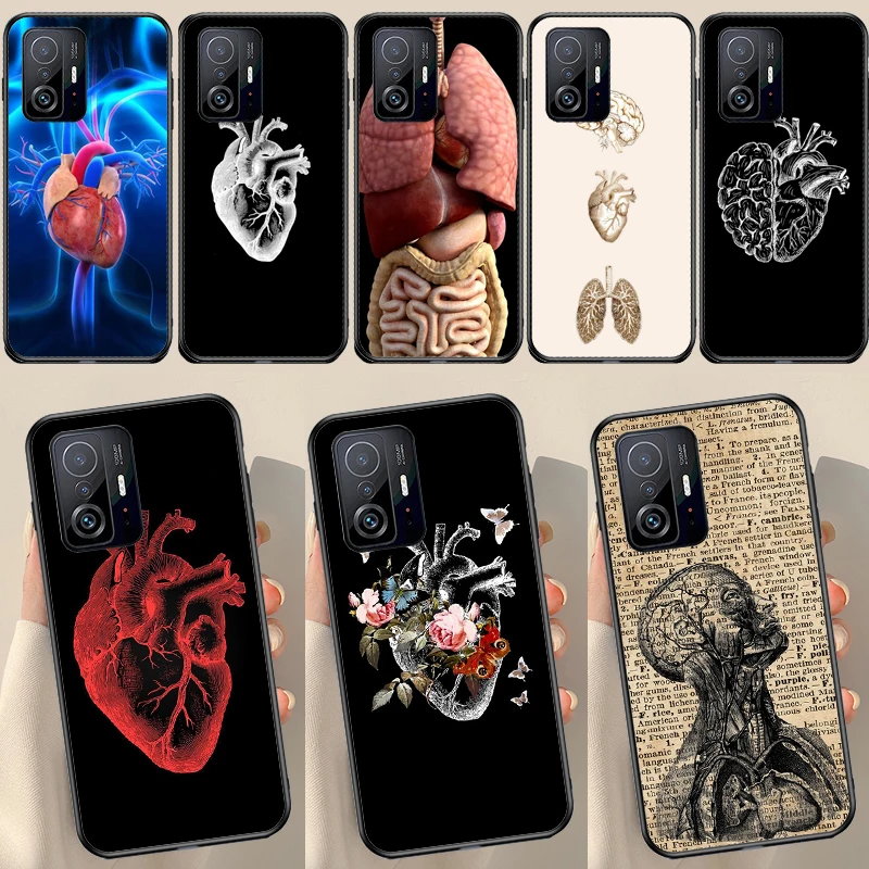 Medical Human Organs Heart Art For POCO X5 X3 F5 Pro X4 F4 GT M5s C40 F3 Case For Xiaomi 13 Lite 12 11T 12T Pro 12X Cover