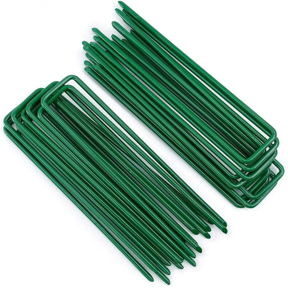 

6 Inches Landscape Nail Garden Stakes Bend-free Weather Resist U-shaped Garden Nail Durable and Sturdy Galvanized