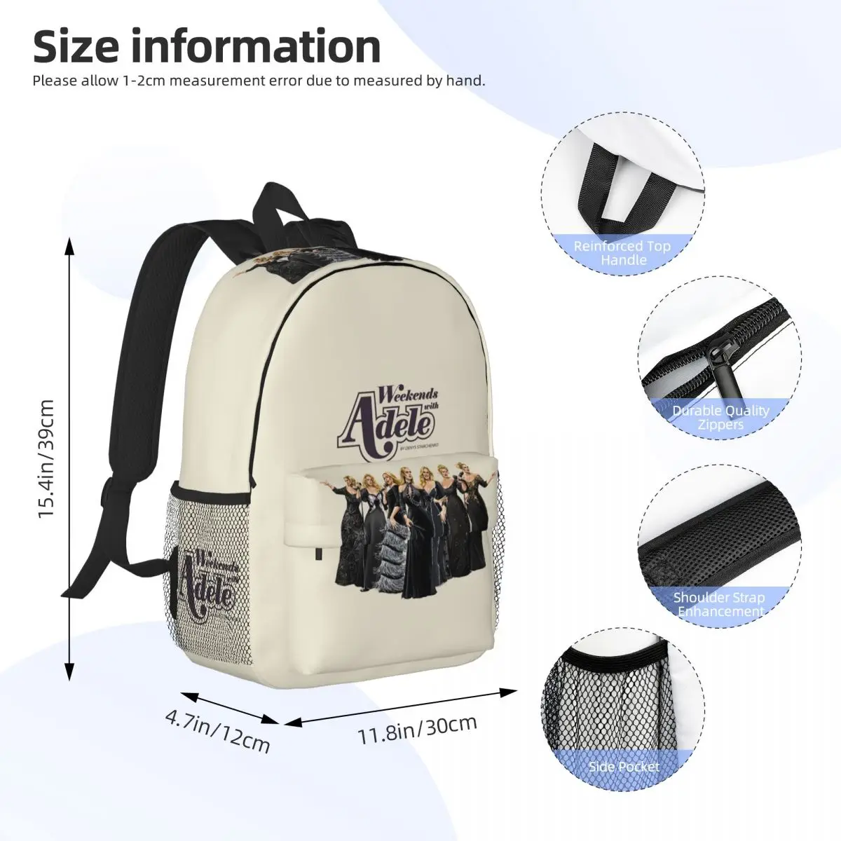 Adele Music Artists Thermal Backpack Student BookBag Children School Bag Computer Shoulder Bags for Men Women