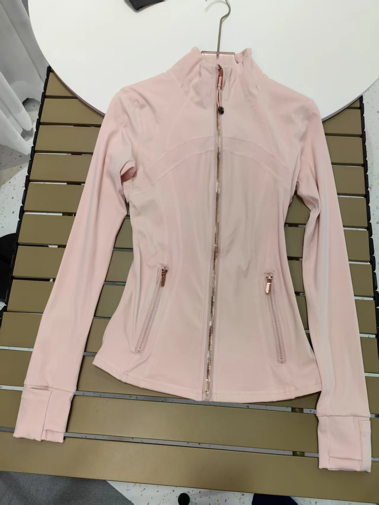 Nieuwe versie van een gouden rits-slankmakende jas, yoga-jas met opstaande kraag, slim fit, sneldrogend, dunne sportversie - afbeelding 1