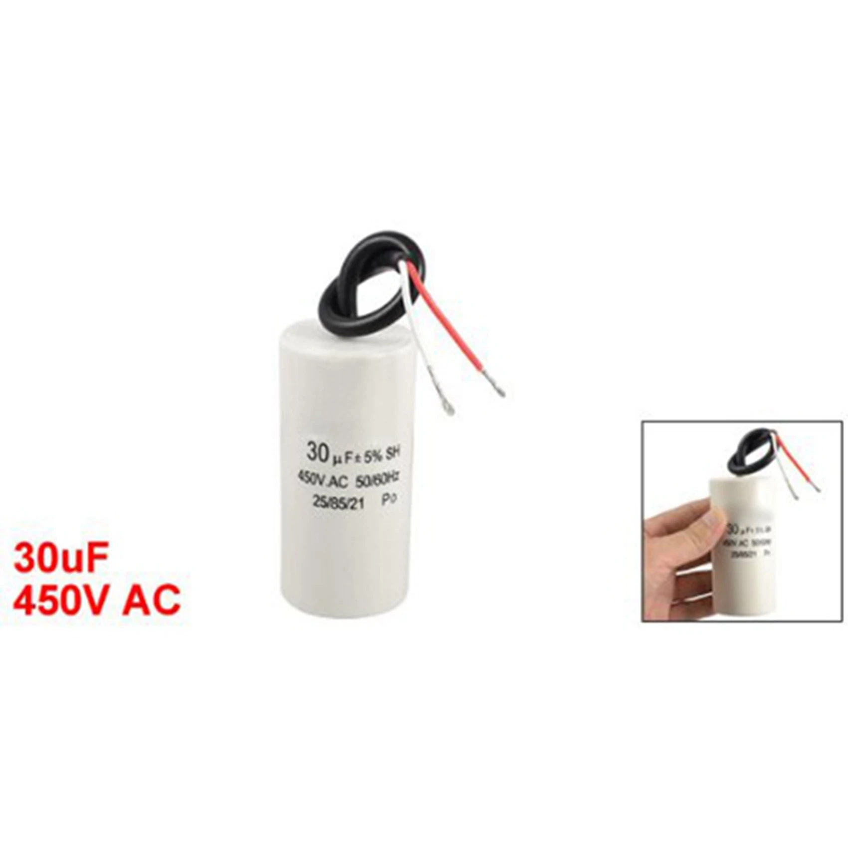 2X 2-Wired Cord 30UF 450VAC 50/60Hz CBB60 Motor Start Run Capacitor