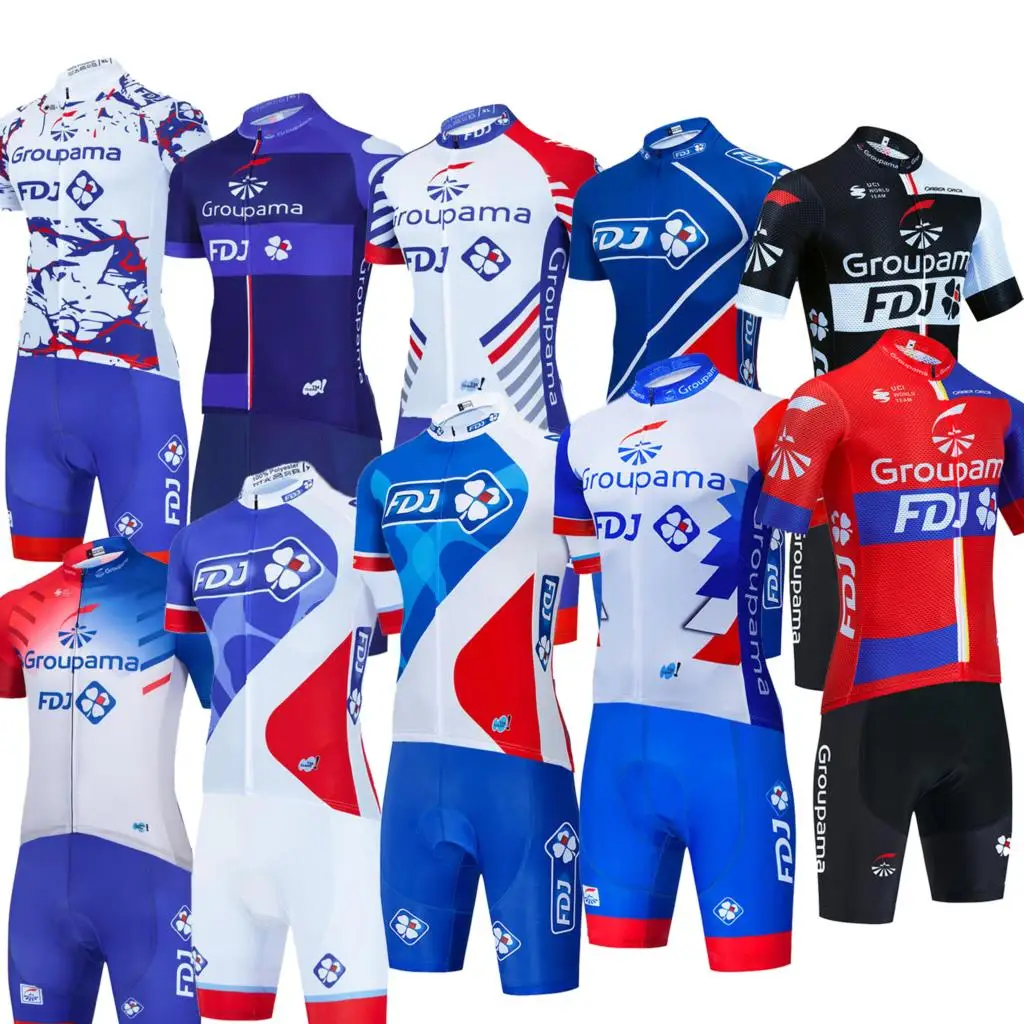 2023 Summer Groupama FDJ Team Cycling Jersey Set Mens Cycling Clothing Road Bike Shirts Suit MTB Maillot Ropa de Ciclismo