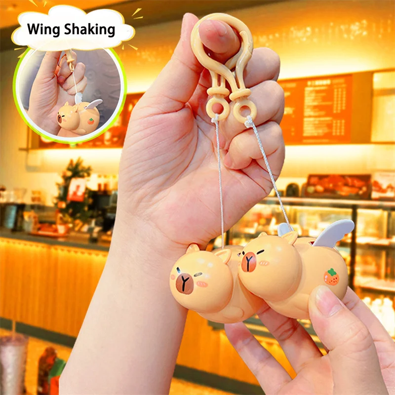 Creative Wing Shaking Capybara Pendant Cute Capybara Doll Keychain Toy Children's Kawaii Backpack Jewelry Birthday Gift