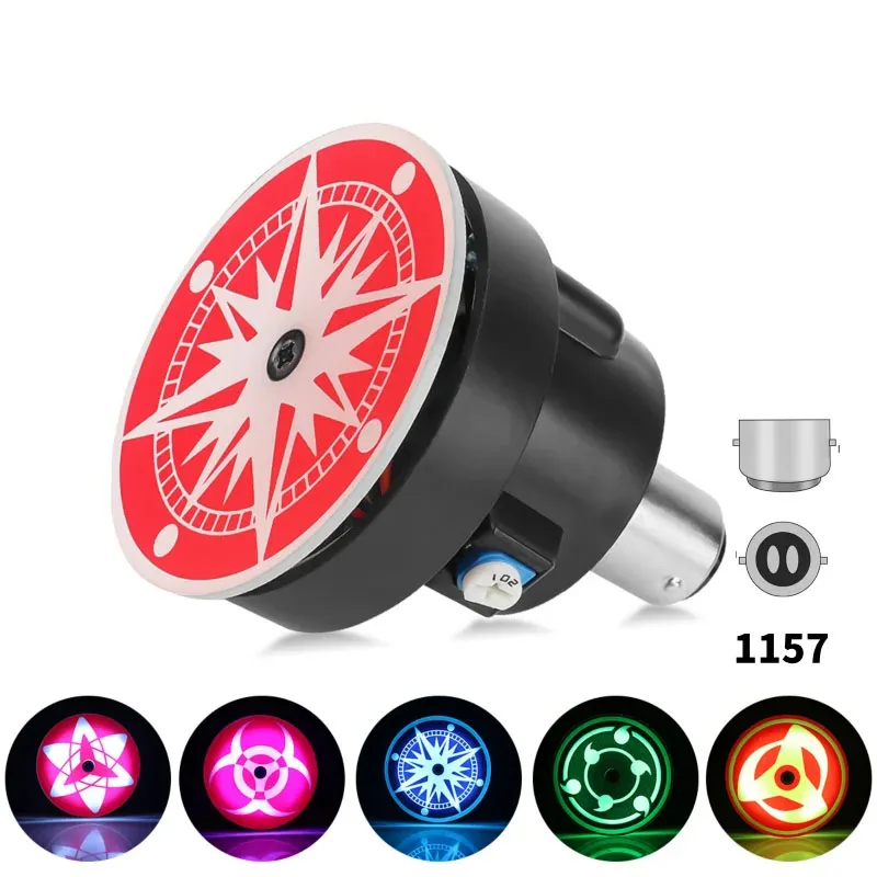 

Motorcycle Brake Light Wheel Eyes Rotating Rainbow Flashing Tail Light 1157 Auxiliary Bulb Anime Thememodification Accessories