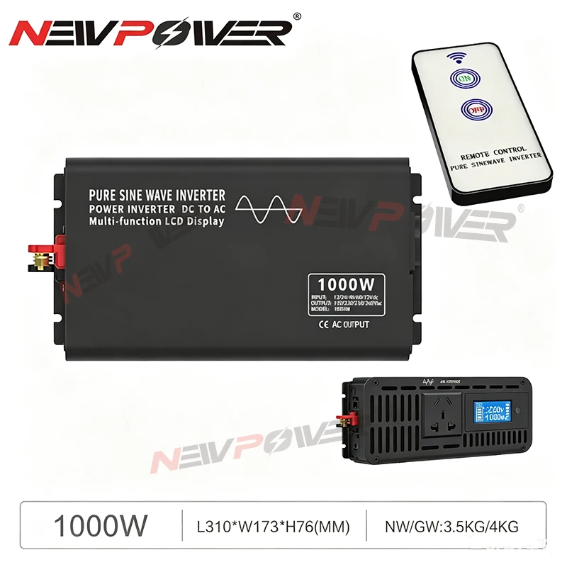 1000w Pure sine wave inverter DC 12v To AC 220v Power Supply Converter Car Solar Inverter 24v 36v 48v 60v 72v 84v Adapter portab