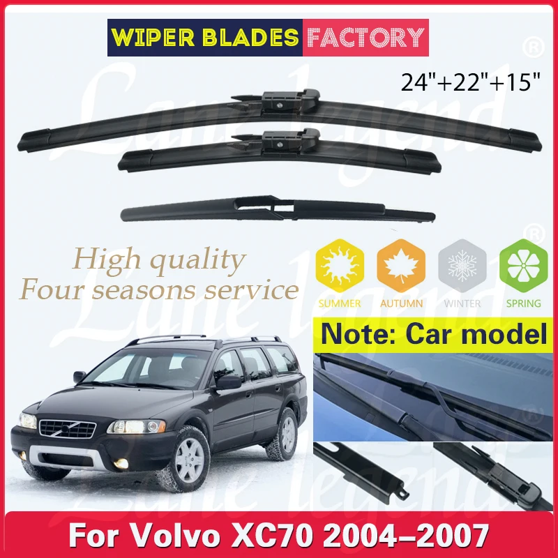 

Car Wiper Blades For Volvo XC70 2004 - 2007 24"22"15" Front Rear Windscreen Windshield Wipers Car Accessories 2005 2006 2007