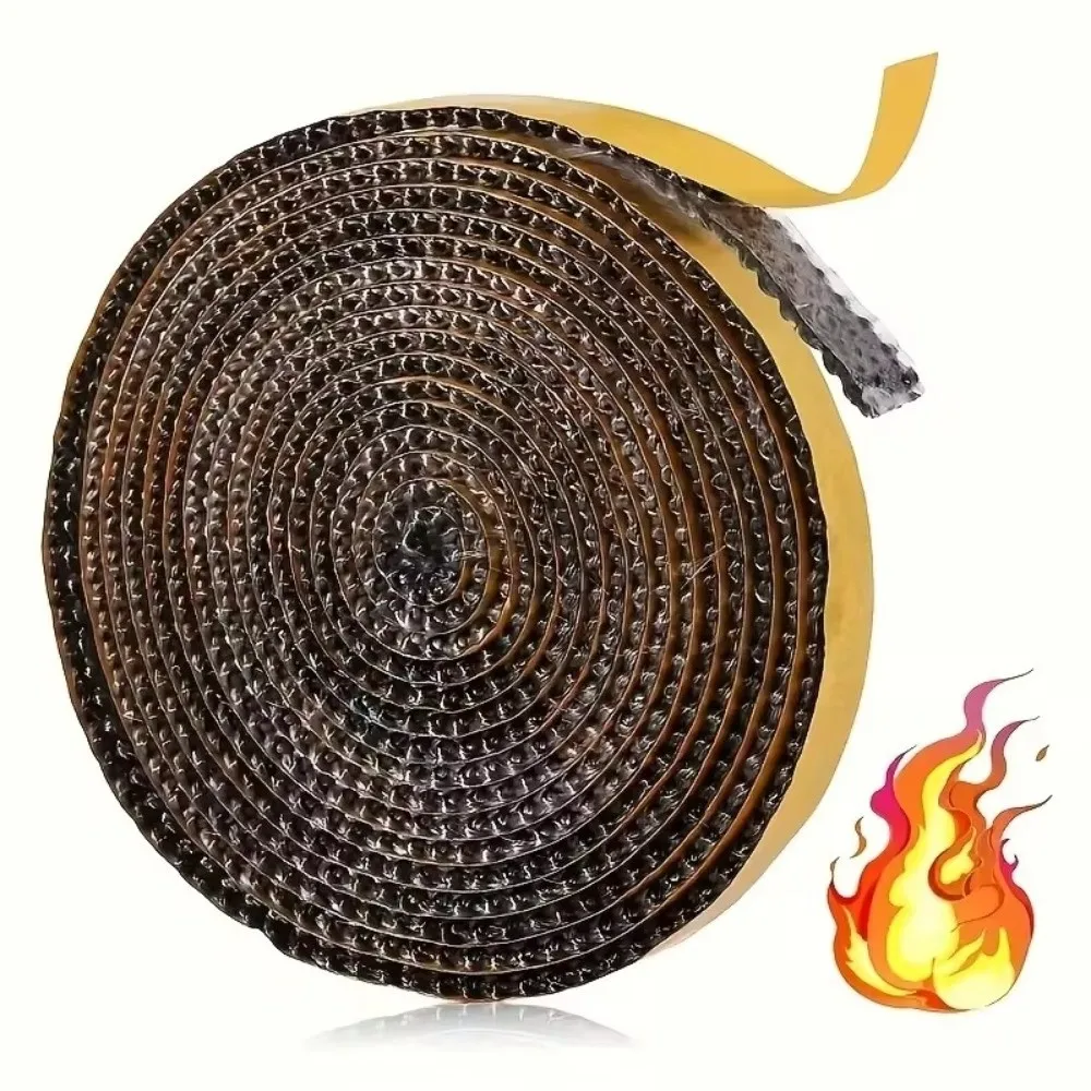 Flat Self Adhesive Fireplace Seal Rope Heat Resistant Flat Fireplace Door Gasket Fiberglass Wood Stove Gasket Tape