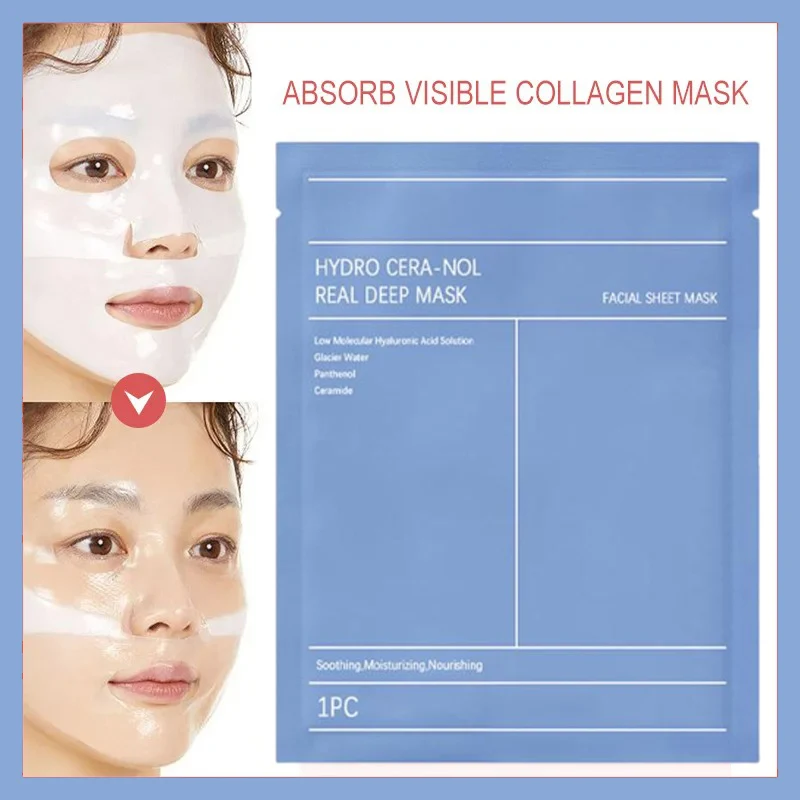 Deep Hydrating Collagen Facial Mask Anti-Wrinkle Firming Face mask Moisturizing Peel-Off Sheet Mask for Radiant Skin Care