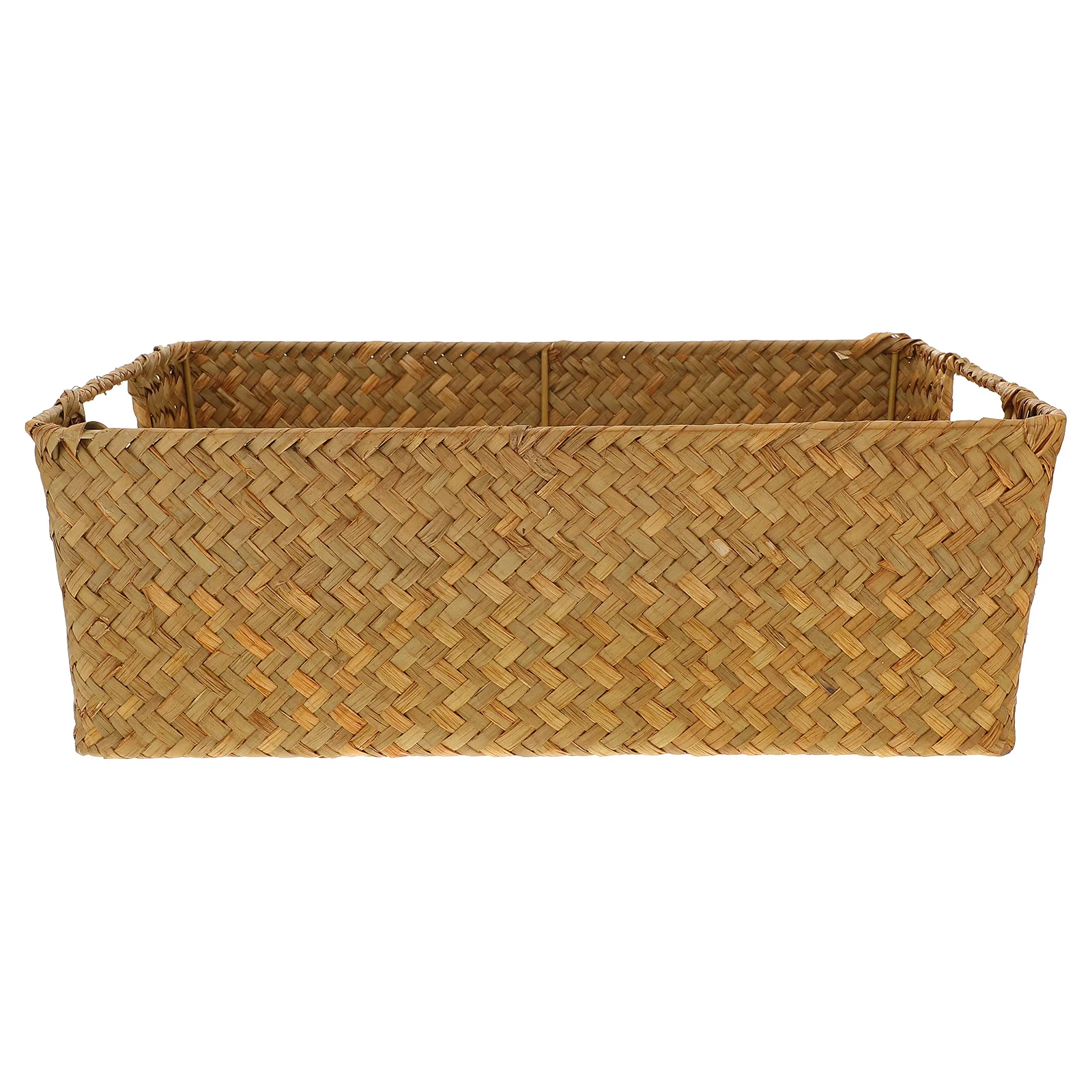 

Storage Basket Baskets for Shelves Handwoven Rectangular Seaweed Bin Toy Straw Handmade Multifunctional Child