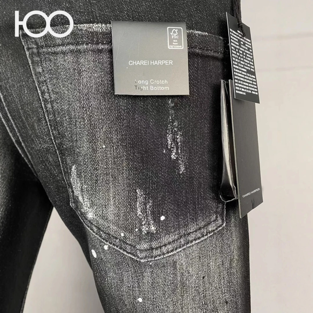 MENS JEANS 9950PANTS chareiharper 100 กางเกงยีนส์ลําลองผู้ชายใหม่อินเทรนด์ฤดูใบไม้ผลิและฤดูร้อนหลวมขาตรงกางเกงลําลองผู้ชายยาว