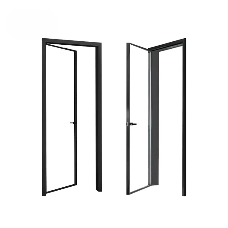 

Modern interior aluminum French casement swing glass door interior glass wall