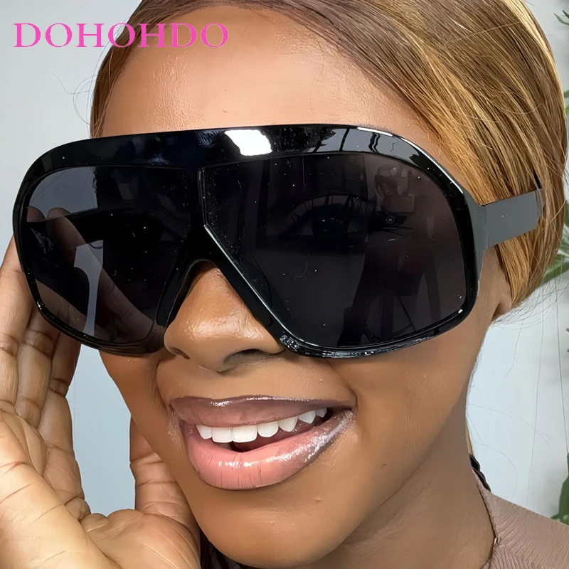 

DOHOHDO New Fashion Oversized One Piece Pilot Sunglasses Women Fashion Hip Hop Big Frame Personalized Men Funny Glasses Goggles