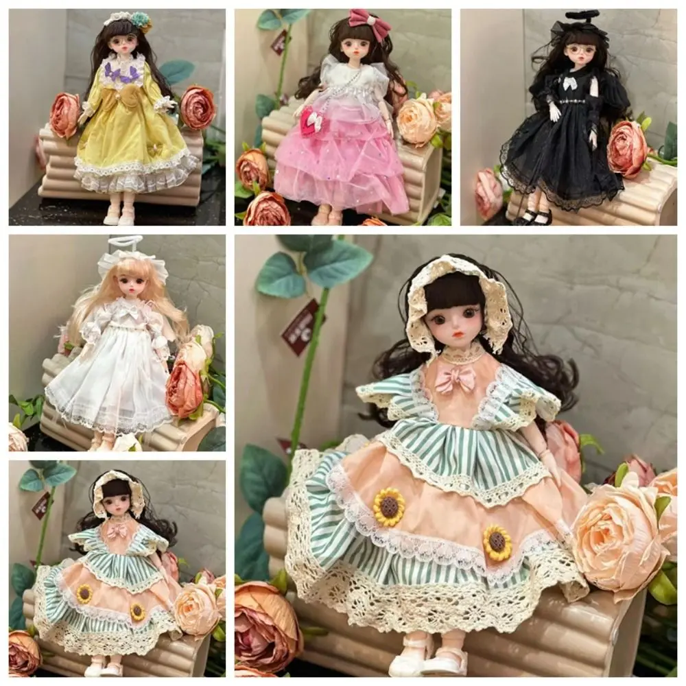 

New 30cm BJD Doll Clothes Set 6 Points Attractive Eyes Princess Doll Toy with Clothes Long Doll Set Girls