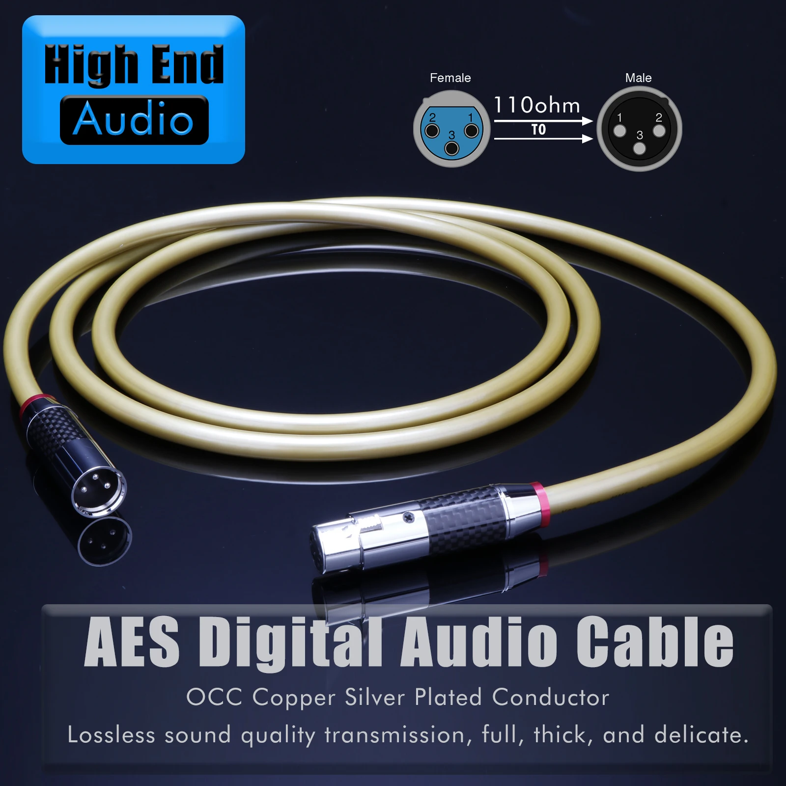 Preffair HI-End 110Ohm XLR Balanced Coaxial Digital Cable Signal wire AES / EBU audio Cable for microphone