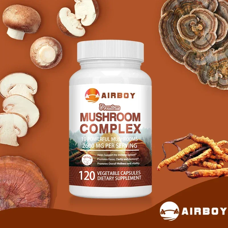 

Mushroom Complex Capsules - with Lions Mane, Chaga, Reishi Nootropic Brain Supplement for Memory and Focus, Enhance Energy Suppl