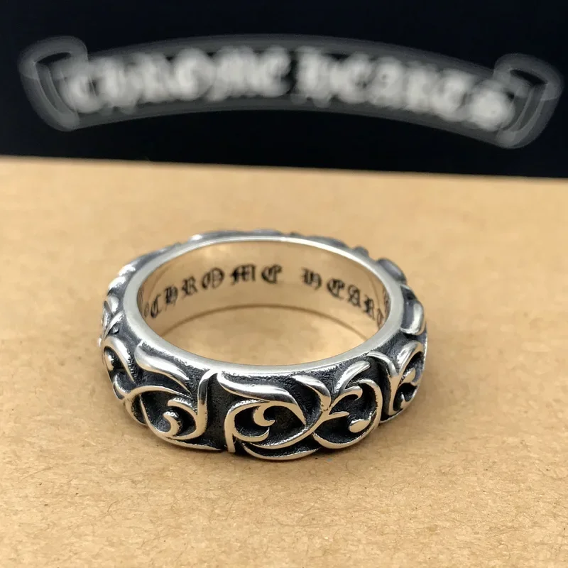 Personality Cross Sterling Silver Ring Men Women Trendsetter Retro Thai Silver Eternal Rattan Ring Alloy Flower Rattan Rings