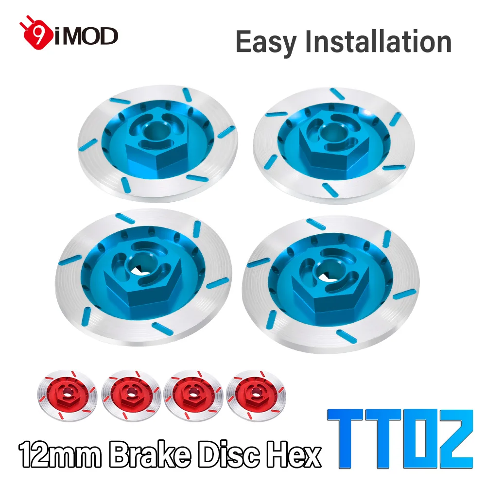 9IMOD 12mm Aluminiumlegierung Radnabenadapter für TT01 TT02 1/10 RC Auto 4 Stück