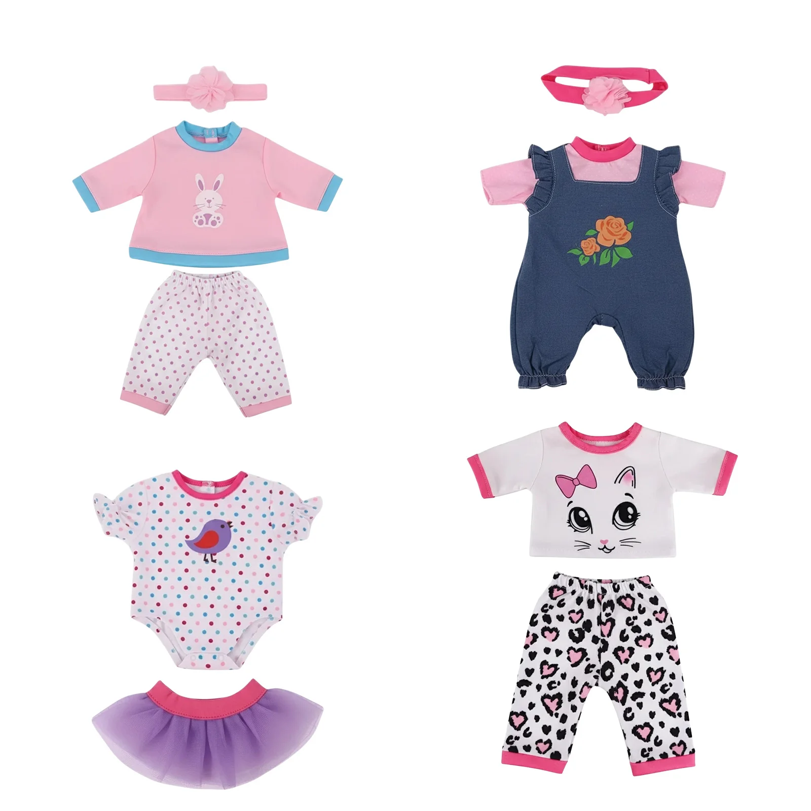 Vierteiliges Set für 18 Zoll amerikanische Puppe 43CM Reborn Baby Doll Zubehör für Mädchenspielzeug Geschenk