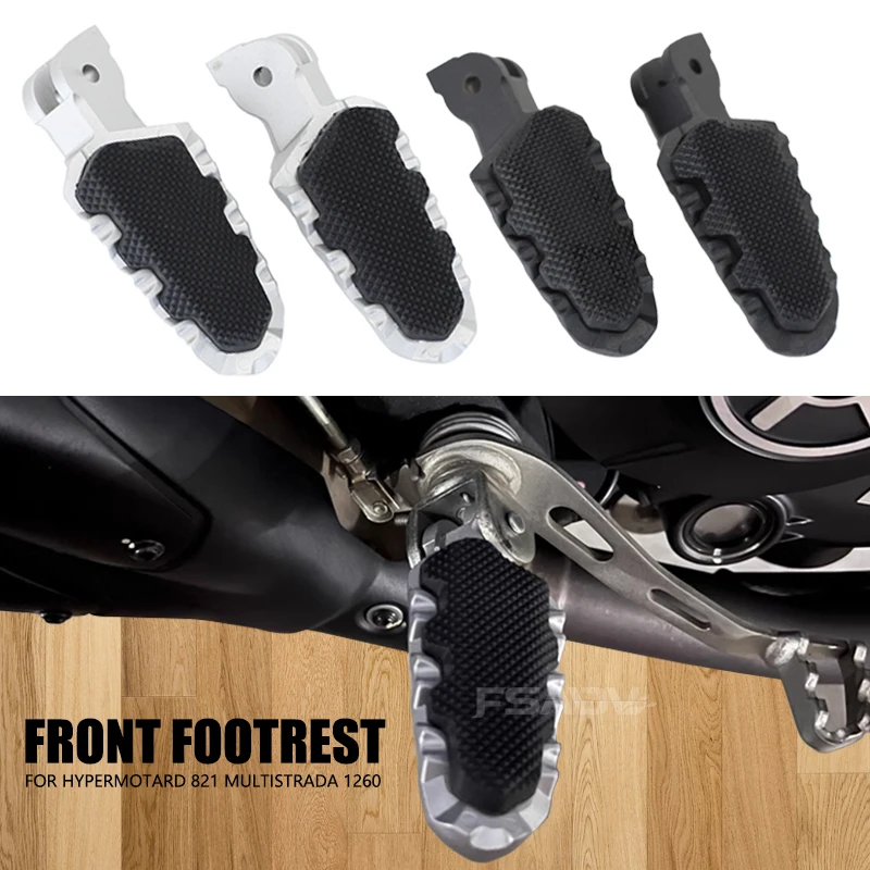 

Front Footrest Foot Pegs Pedals With Rubber Cover Fit For DUCATI HYPERMOTARD 821 Multistrada MTS 950 1260 MTS1200 Motorcycle