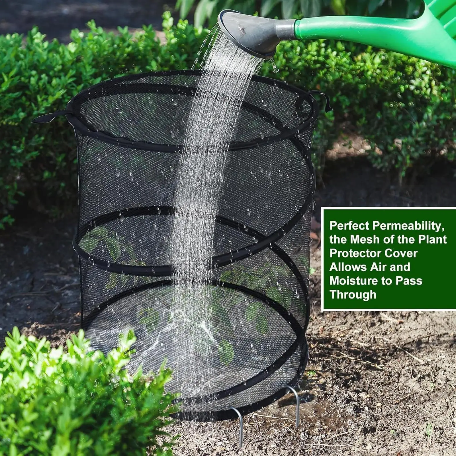 

Plant Protection Tent Pop Open Garden Plant Mesh Cover 4 Pieces Foldable Tent With 16 Stakes Fly-Proof Animals Barrier For