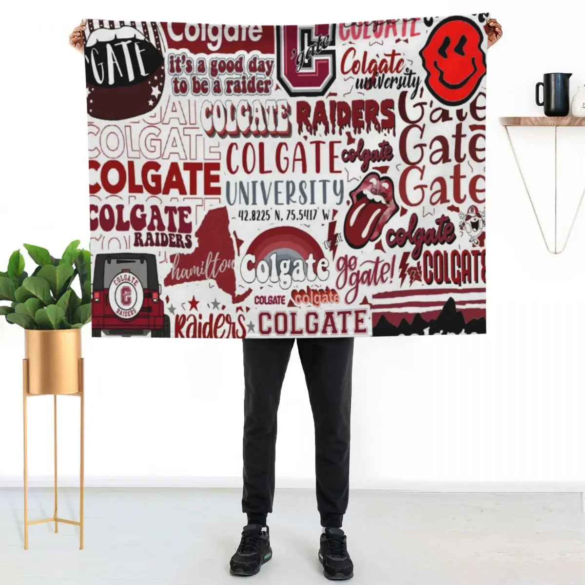 C O L G A T E Collage Design Throw Blanket couch cozy soft plush fuzzy picnic outdoor blanket