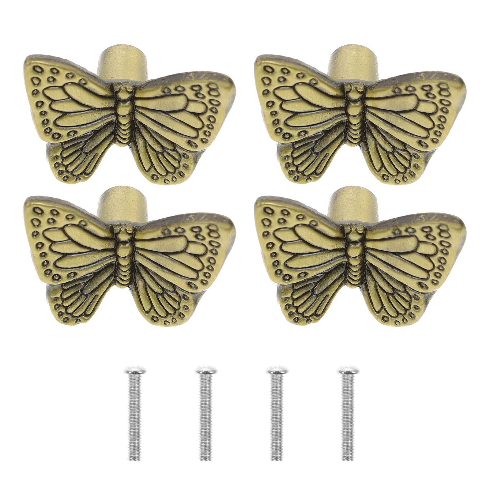

4Pcs Single Hole Handle Decorative Door Pulls Zinc Alloy Butterflies Knob for Cabinet Drawer Cupboard Wardrobe Closet