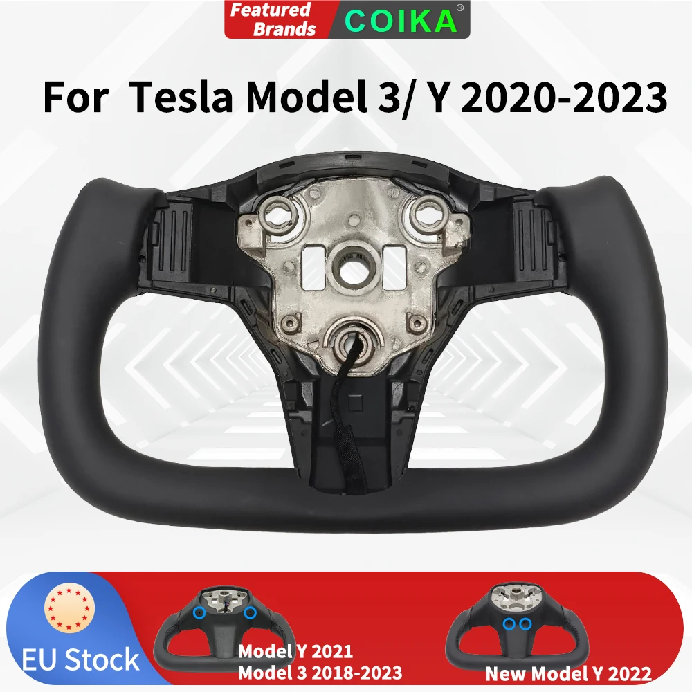 Nouveau volant de joug personnalisé pour Tesla modèle 3/Y 2018-2022 et modèle Y 2022-2024, poignée en cuir personnalisée de Style de course