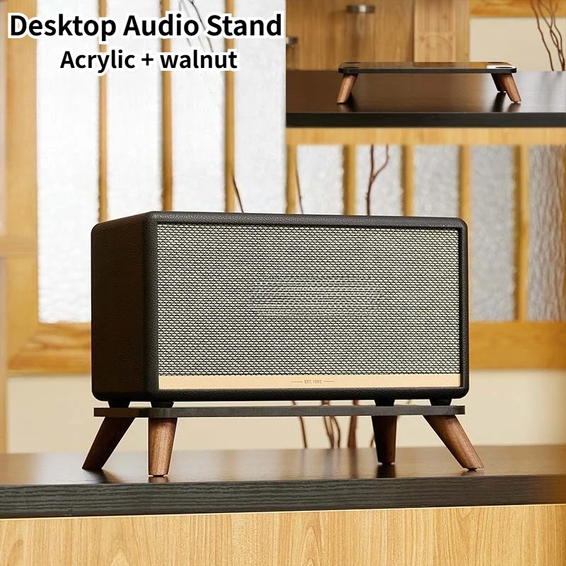 For Marshall Wobunrnll/acton/stan more shock-absorbing desktop Acrylic desktop audio stand walnut，Easy Installation Stand