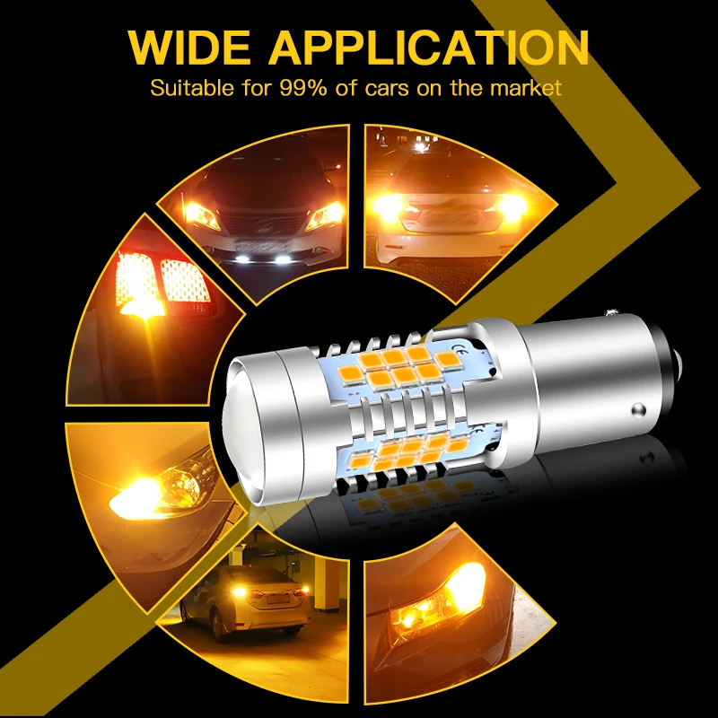 2PC 1156 PY21W LED Turn Signal Light BAU15S Blub for Suzuki Celerio/Kizashi/SX4/Alto/Baleno/Swift MK5/Wagon R Yellow Lamp Canbus