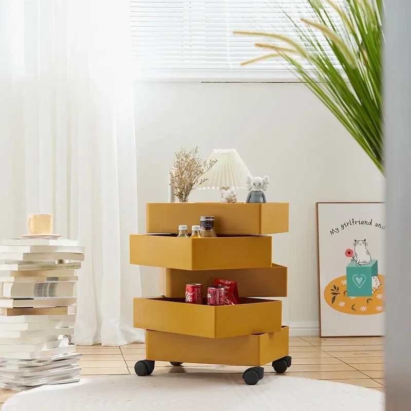 Storage Boxes Bin 360 Rotating Bedroom Movable Bedside Table Ins Small Cabinet Desk Locker Simple Cosmetics Storage Side Cabinet