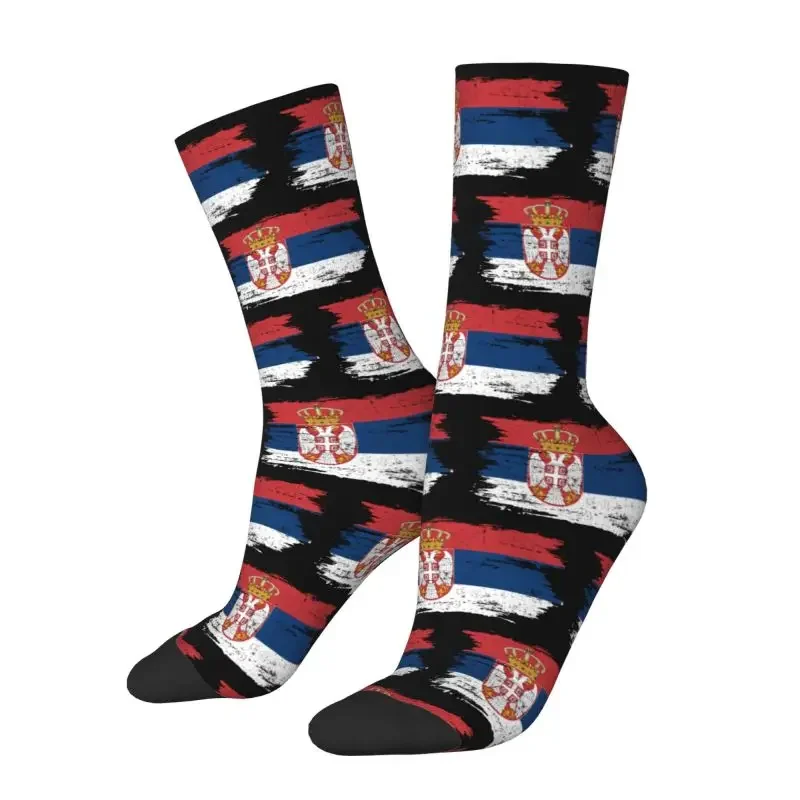 Serbia Flag Mens Crazy Crew Socks Unisex Funny 3D Printing Serbian Proud Dress Socks