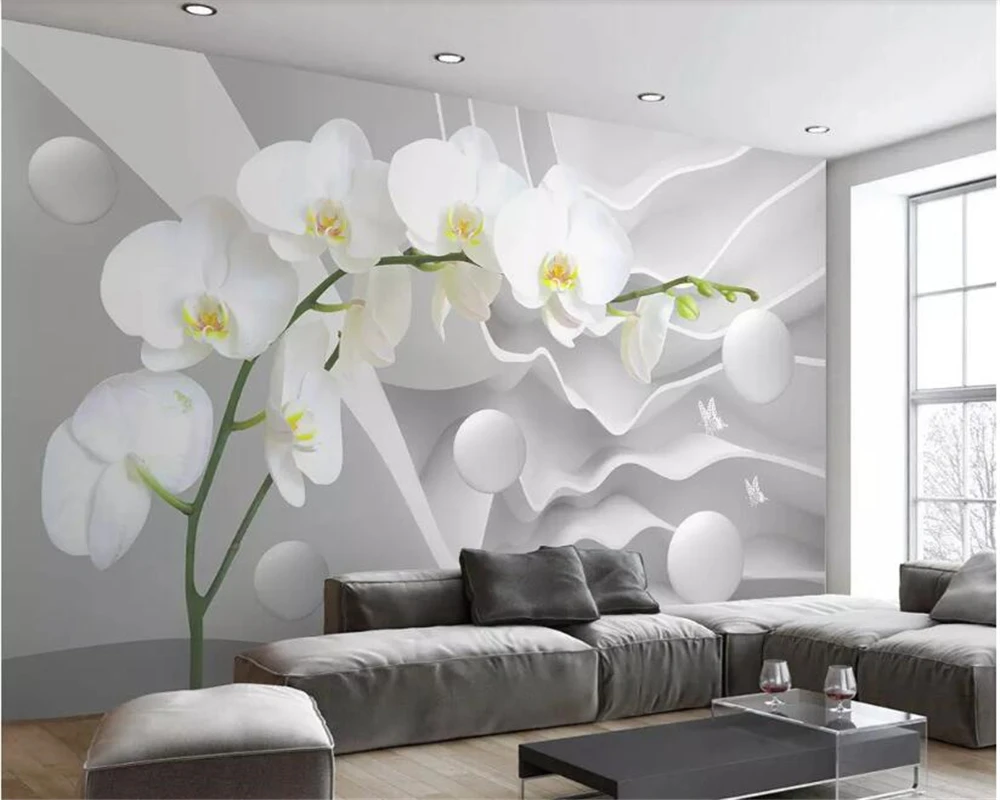 

geometry butterfly orchid ball photo wallpaper 3D living room bedroom TV background wall Custom relief mural papel tapiz