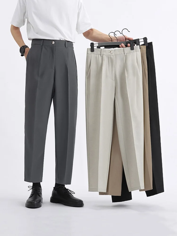 

Cool Anti-Wrinkle Iron-Free Men's Busin Casual Straight Leg Nine-Piece Pants Autumn Faion Trendy Youth Long Trousers