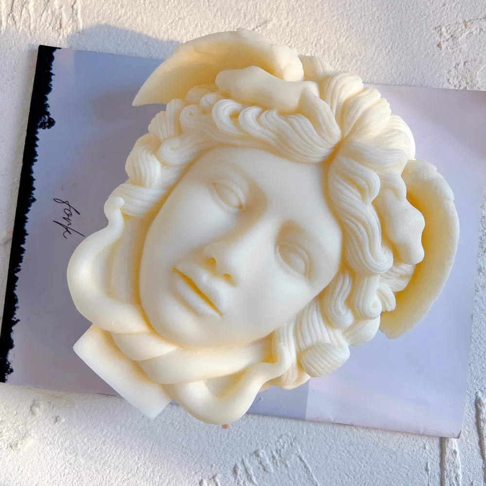 Greek Sculpture Body Face Snake Hair Figure Wax Candles Silicone Mould Classics Medusa Bust Candle Mold