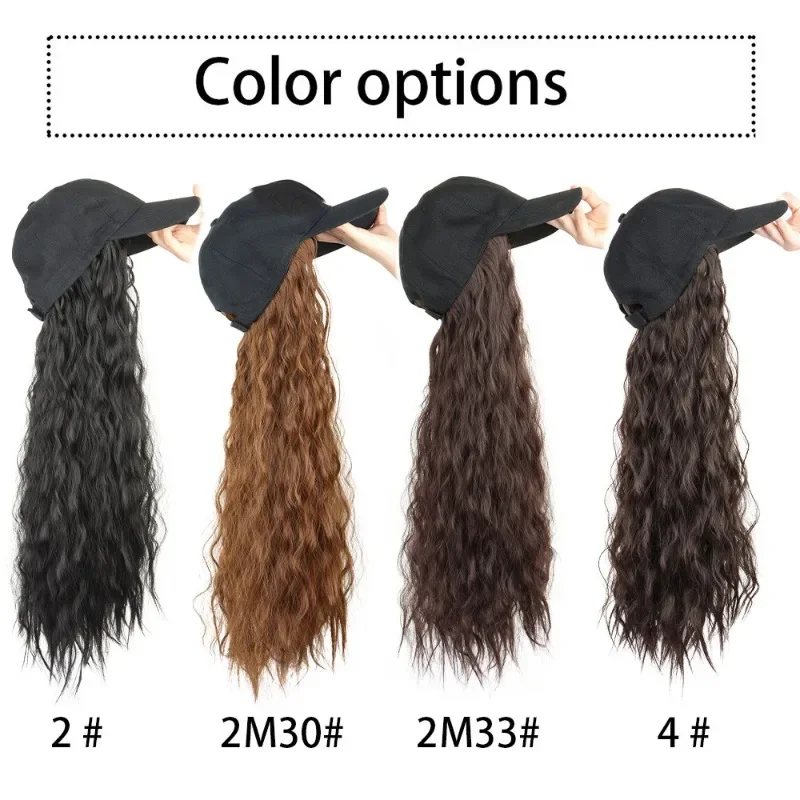 Wig Female long curly hair big wave whole top hood baseball cap wig hair sending net micro roll
